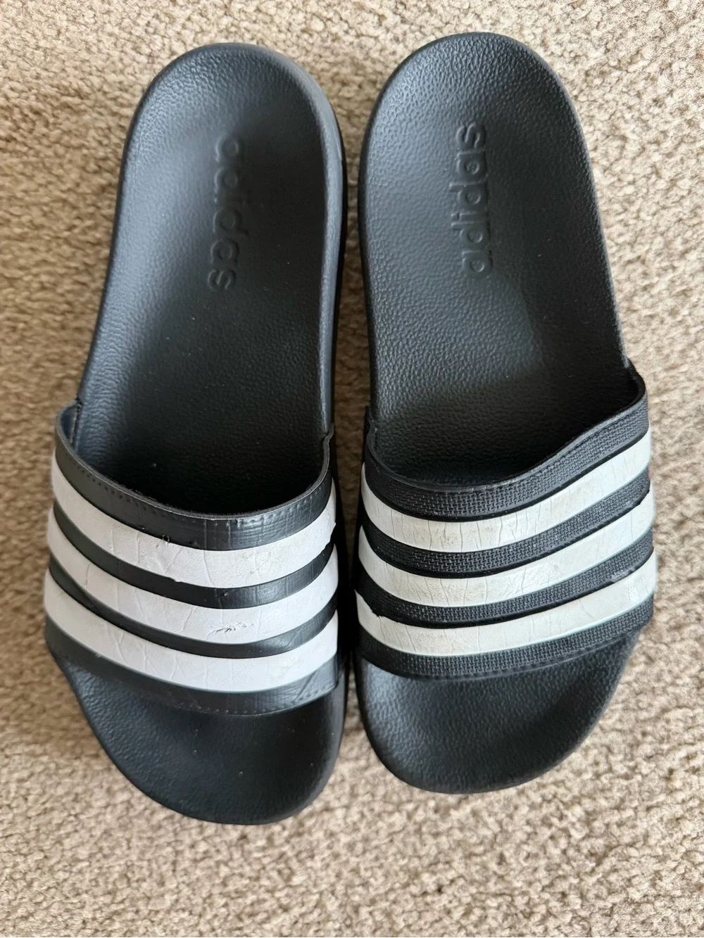 adidas Black and White Slide Sandals - Men's